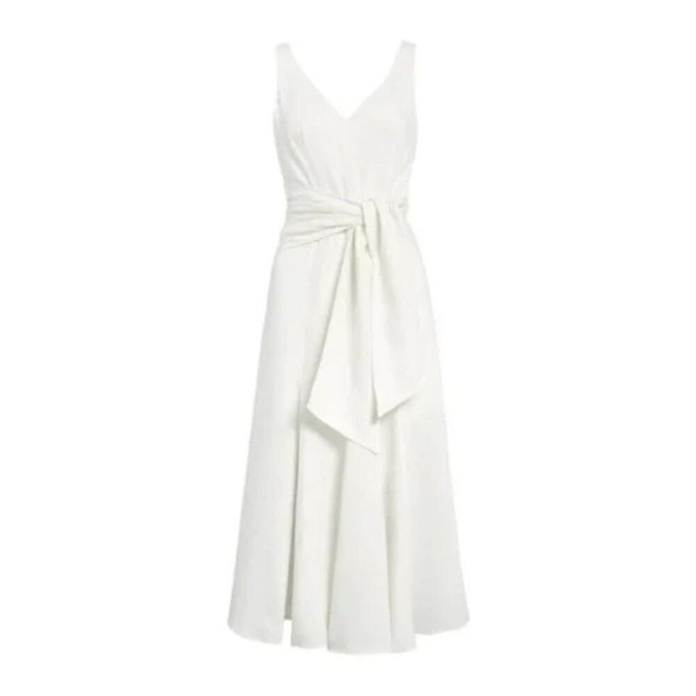 Cinq a Sept NWOT Stasia Tie Waist Midi Slit Dress 8